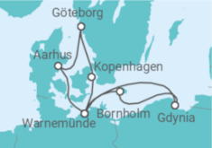 Reiseroute der Kreuzfahrt  Dänemark mit Danzig & Göteborg - AIDA