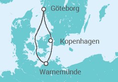 Reiseroute der Kreuzfahrt  Kurzreise nach Göteborg & Kopenhagen ab Warnemünde - AIDA