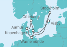 Reiseroute der Kreuzfahrt  Schweden & Dänemark ab Warnemünde 1 - AIDA