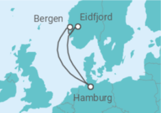 Reiseroute der Kreuzfahrt  Kurzreise nach Norwegen ab Hamburg - AIDA