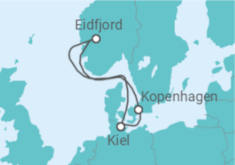 Reiseroute der Kreuzfahrt  Kurzreise Norwegen & Dänemark ab Kiel - AIDA