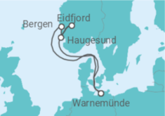 Reiseroute der Kreuzfahrt  Norwegen ab Warnemünde 2 - AIDA