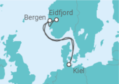 Reiseroute der Kreuzfahrt  Kurzreise nach Norwegen ab Kiel - AIDA