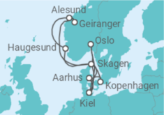 Reiseroute der Kreuzfahrt  Große Skandinavien-Reise ab Kiel - AIDA