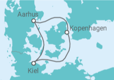 Reiseroute der Kreuzfahrt  Kurzreise nach Århus & Kopenhagen ab Kiel - AIDA