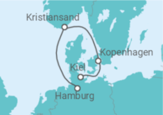 Reiseroute der Kreuzfahrt  Kurzreise nach Kristiansand & Kopenhagen - AIDA