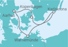 Reiseroute der Kreuzfahrt  Kurzreise nach Schweden & Dänemark ab Warnemünde - AIDA