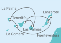 Reiseroute der Kreuzfahrt  Kanaren mit La Gomera - AIDA