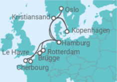 Reiseroute der Kreuzfahrt  Metropolen & Skandinavien ab Hamburg - AIDA