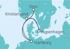 Reiseroute der Kreuzfahrt  Norwegen & Dänemark ab Hamburg - AIDA