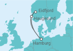 Reiseroute der Kreuzfahrt  Kurzreise nach Norwegen ab Hamburg - AIDA