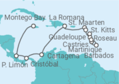 Reiseroute der Kreuzfahrt  Mittelamerika & Karibik ab Jamaika - AIDA