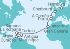 Reiseroute der Kreuzfahrt  Von Martinique nach Hamburg 2 - AIDA