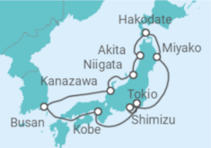 Reiseroute der Kreuzfahrt  Große Japan-Rundreise ab Tokio - AIDA