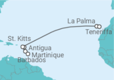 Reiseroute der Kreuzfahrt  Von Barbados nach Teneriffa - AIDA