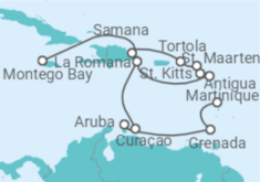 Reiseroute der Kreuzfahrt  Karibische Inseln ab Martinique - AIDA