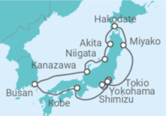 Reiseroute der Kreuzfahrt  Große Japan-Rundreise ab Yokohama - AIDA