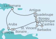 Reiseroute der Kreuzfahrt  Karibische Inseln ab Barbados - AIDA