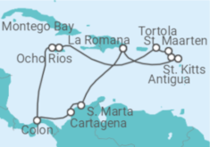 Reiseroute der Kreuzfahrt  Karibik & Mittelamerika ab Dominikanische Republik - AIDA