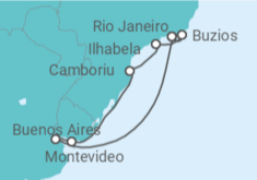 Reiseroute der Kreuzfahrt  Brasilien, Uruguay - MSC Cruises