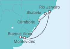 Reiseroute der Kreuzfahrt  Argentinien, Brasilien - MSC Cruises