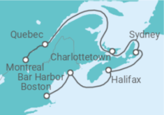 Reiseroute der Kreuzfahrt  USA, Kanada - Holland America Line