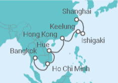 Reiseroute der Kreuzfahrt  Von Bangkok nach Shanghai - AIDA