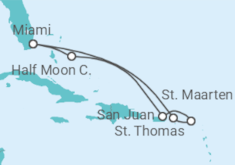 Reiseroute der Kreuzfahrt  EASTERN CARIBBEAN - Carnival Cruise Line