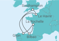 Reiseroute der Kreuzfahrt  Frankreich & Spanien All Inclusive mit London - MSC Cruises