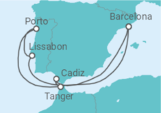 Reiseroute der Kreuzfahrt  Portugal, Marokko, Spanien - Celebrity Cruises