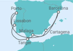 Reiseroute der Kreuzfahrt  Spanien, Portugal, Marokko - Celebrity Cruises