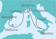 Reiseroute der Kreuzfahrt  Italien, Frankreich, Spanien - Celebrity Cruises