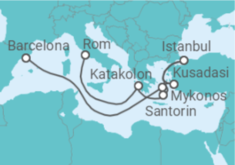 Reiseroute der Kreuzfahrt  Griechenland, Türkei - Celebrity Cruises