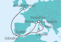 Reiseroute der Kreuzfahrt  Gibraltar, Frankreich, Italien, Spanien - Celebrity Cruises