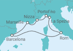 Reiseroute der Kreuzfahrt  Italien, Frankreich - mit Flug - Celebrity Cruises
