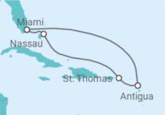 Reiseroute der Kreuzfahrt  Bahamas, Amerikanische Jungferninseln, Antigua Und Barbuda - mit Flug - Celebrity Cruises