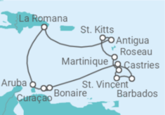 Reiseroute der Kreuzfahrt  Karibische Inseln ab Dominikanische Republik - AIDA