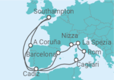 Reiseroute der Kreuzfahrt  Spanien, Italien, Frankreich - Celebrity Cruises