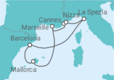 Reiseroute der Kreuzfahrt  Spanien, Frankreich, Italien - Celebrity Cruises