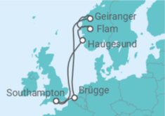 Reiseroute der Kreuzfahrt  Norwegen, Belgien - mit Flug - Celebrity Cruises