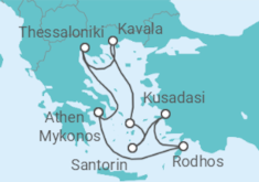 Reiseroute der Kreuzfahrt  Griechenland, Türkei - mit Flug - Celebrity Cruises