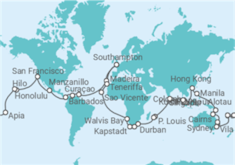Reiseroute der Kreuzfahrt  EPIC WORLD EXPLORER 2027 - Nur für Erwachsene - PO Cruises