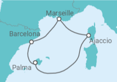 Reiseroute der Kreuzfahrt  7 Nächte - Vorfreudefahrt ins frühlingshafte Mittelmeer - ab/bis Barcelona - Mein Schiff