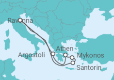 Reiseroute der Kreuzfahrt  Griechenland - mit Flug - Royal Caribbean