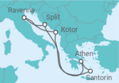 Reiseroute der Kreuzfahrt  Montenegro, Griechenland, Kroatien - mit Flug - Royal Caribbean