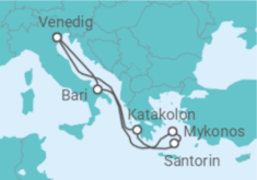 Reiseroute der Kreuzfahrt  Griechenland, Italien - Costa Kreuzfahrten