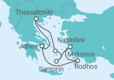 Reiseroute der Kreuzfahrt  Griechenland, Türkei - mit Flug - Celebrity Cruises
