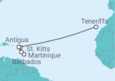 Reiseroute der Kreuzfahrt  Von Barbados nach Teneriffa - AIDA