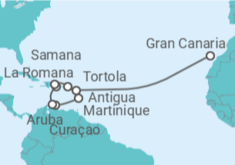 Reiseroute der Kreuzfahrt  Von Martinique nach Gran Canaria - AIDA