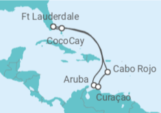 Reiseroute der Kreuzfahrt  Aruba, Curaçao - Royal Caribbean